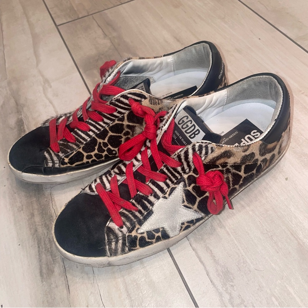 Golden Goose Animalier leopard zebra animal fur shoes 38 7 8 - Picture 5 of 13